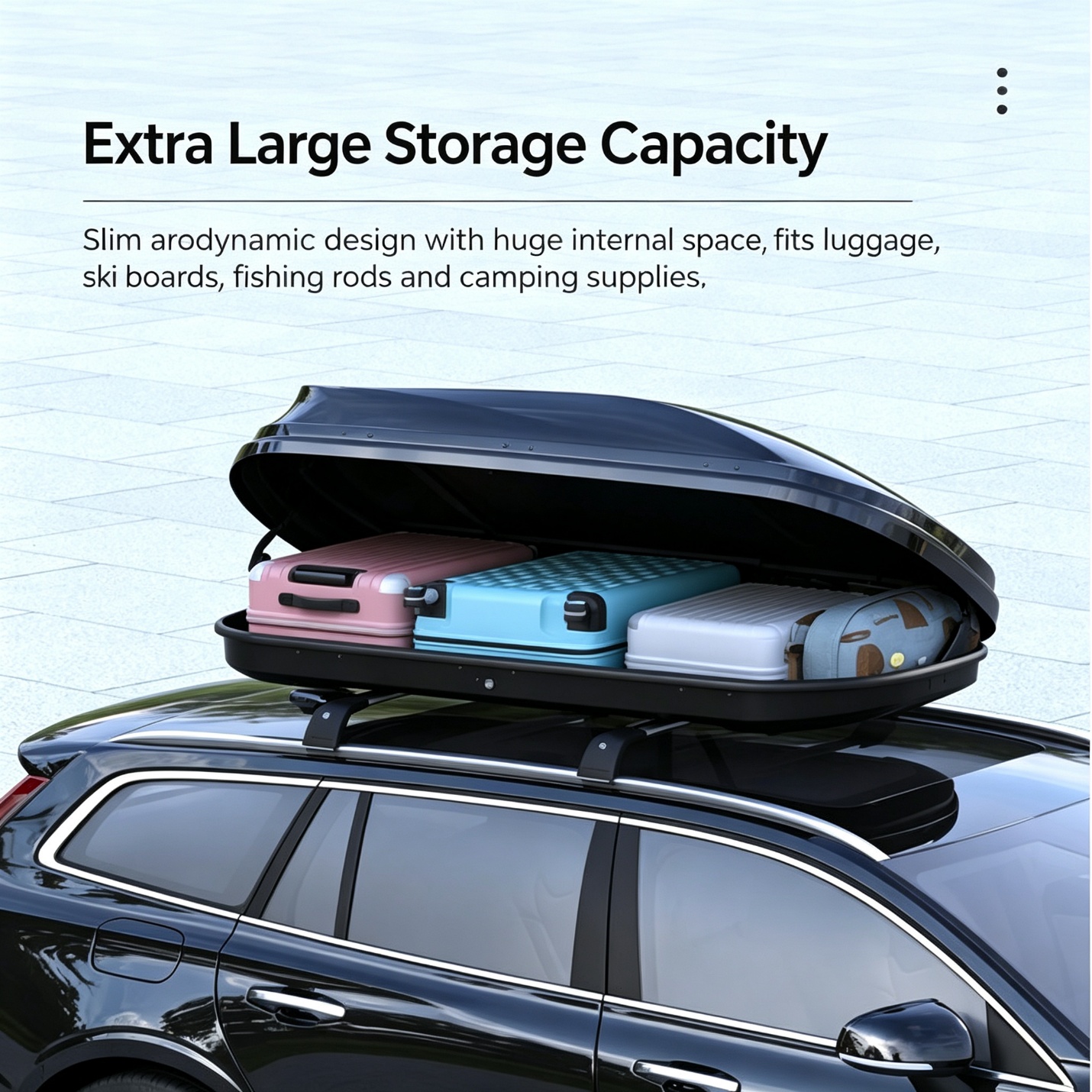 DK-5708C 680 L Roof Cargo Box — ABS + PC Shell