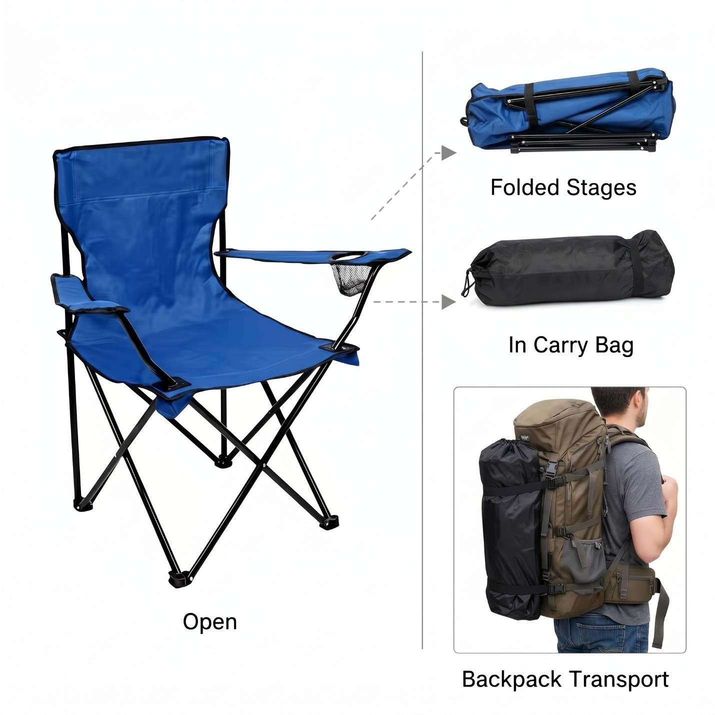 Classic Camping Chairs — Z001 to Z006 — Heavy-Gauge Steel Tube
