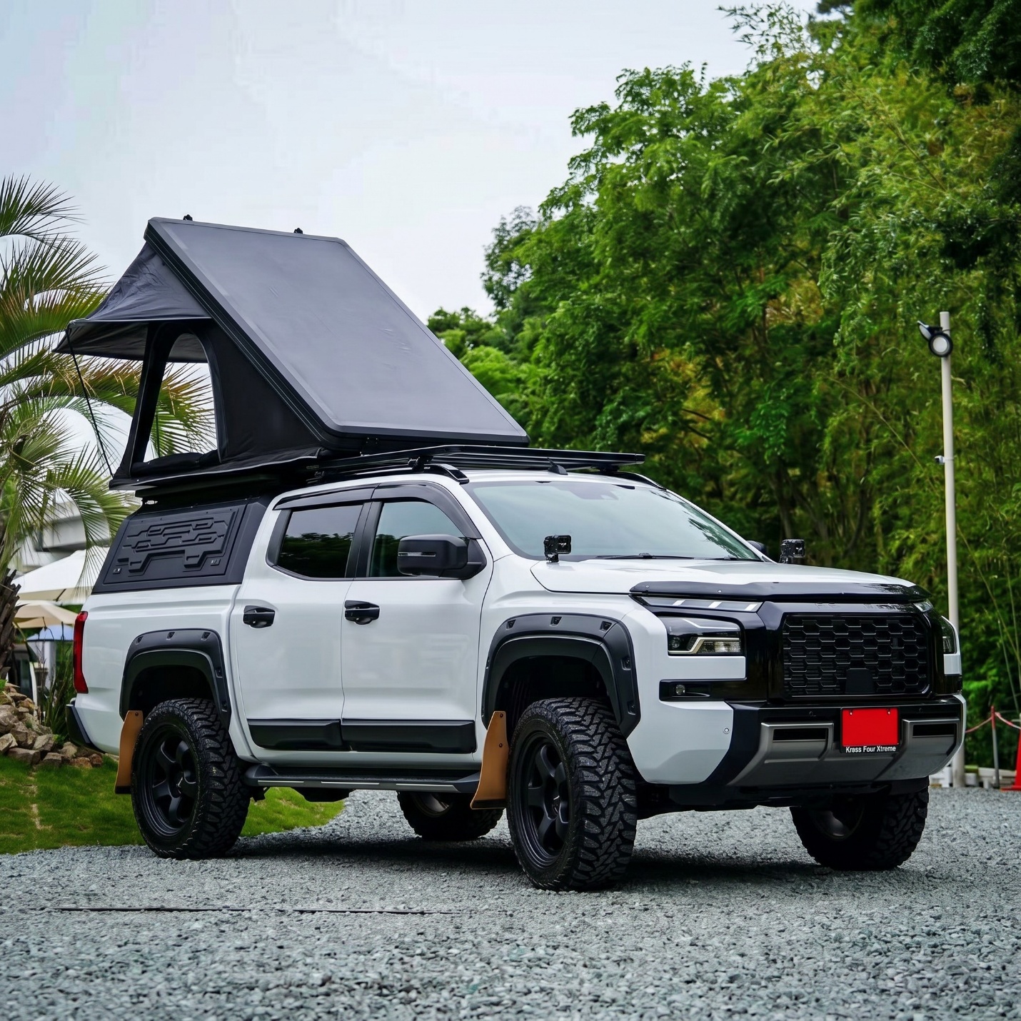 Aluminum Shell Triangle Extended Rear Awning Rooftop Tent — Flagship