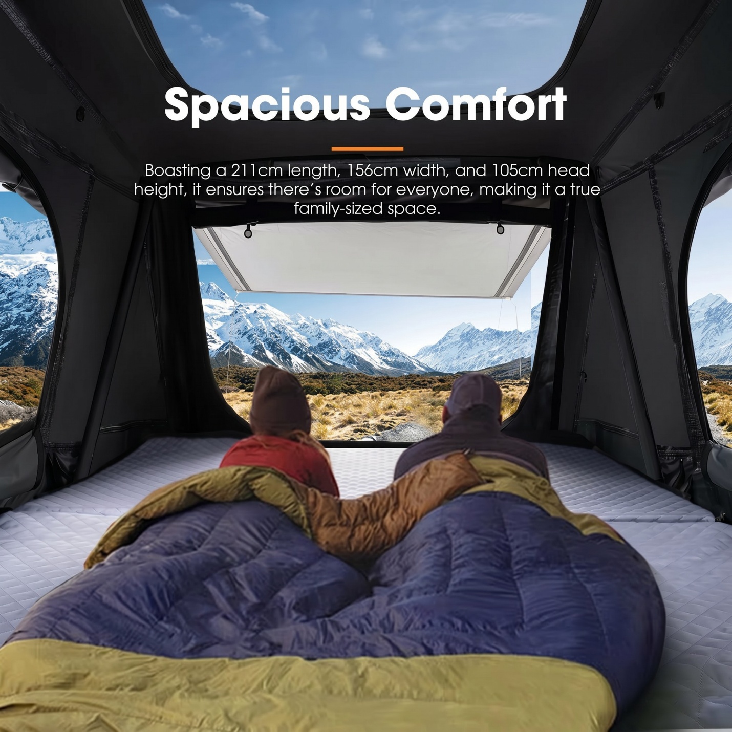 Ultra-Thin ABS Rooftop Tent with Panoramic Stargazer Window — Integrated Power