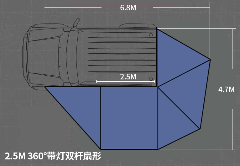 XRF27XL-22 270°XL Double-Pole Fan-Shaped (With Light, 2nd Gen.) — Plum-Blossom Profile Poles