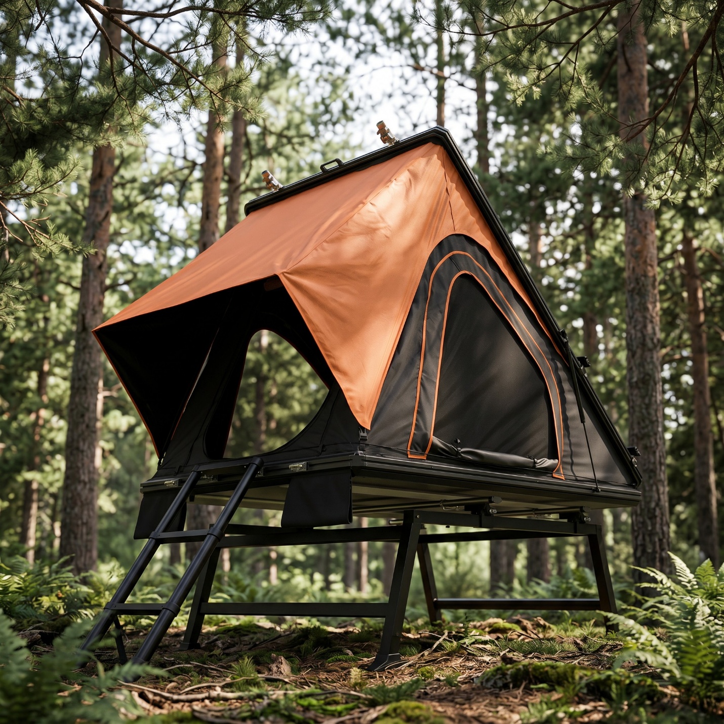 Aluminum Shell Triangle Elevated Rooftop Tent — High-Ridge Frame