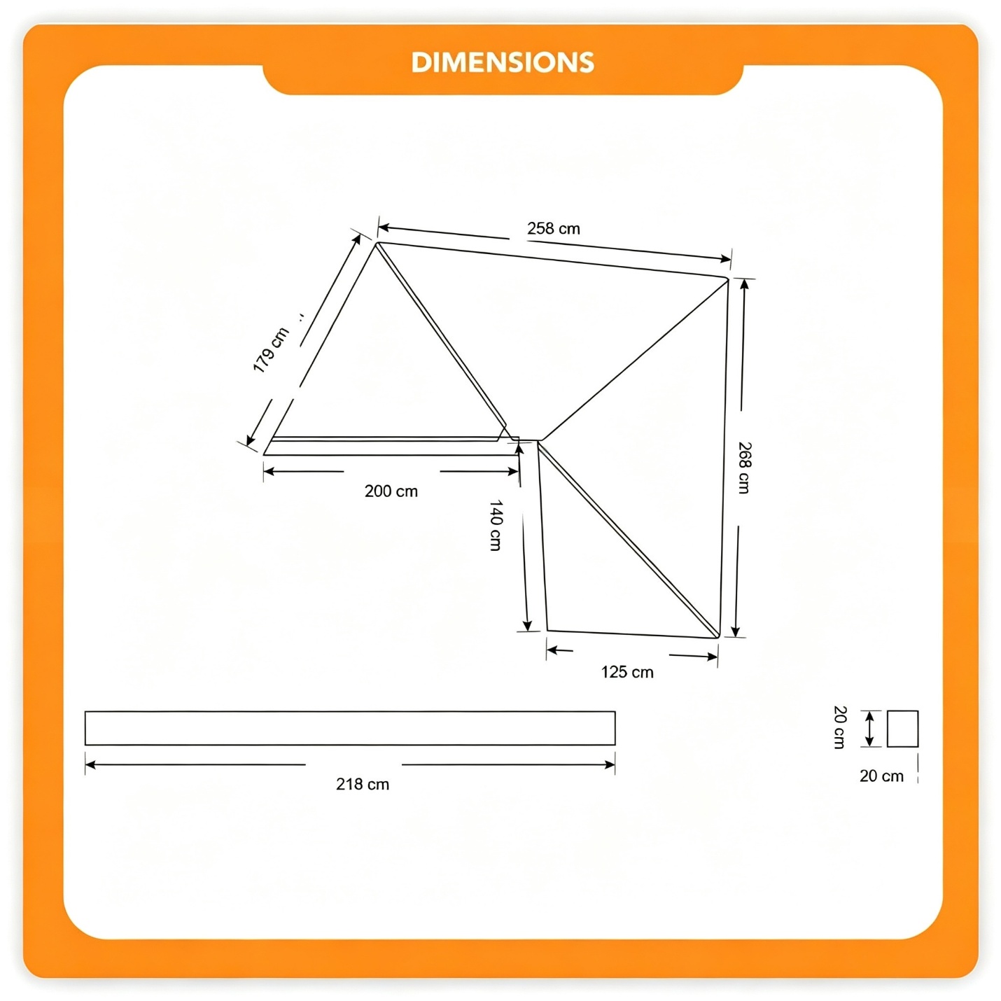 270° awning dimensions diagram