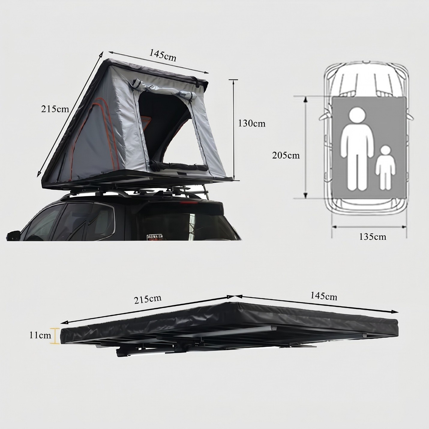 Light Shell Triangle Rooftop Tent — 1 to 3 Person — Climate-Control Canvas